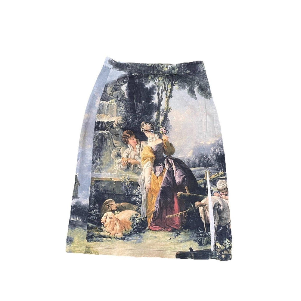 SHEIN Mod Graphic Knee Length Denim Skirt Size  Art Size 30/M